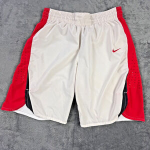 Nike Shorts Womens Large Basketball Dri Fit White Red Black Drawstring Mesh